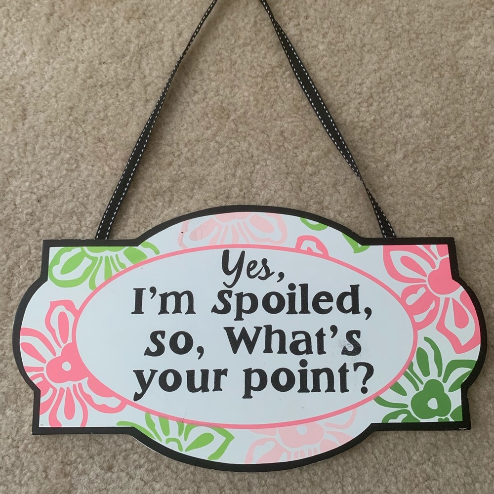 Pink White And Green Painted Wood Wall Vanity Slogan Sign